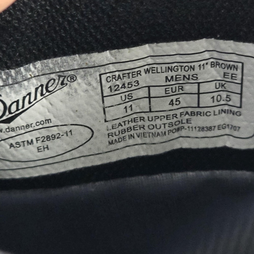 Danner Crafter Wellington Boots Mens Size 11 EE Brown Leather Pull On Work 12453 - Picture 15 of 15